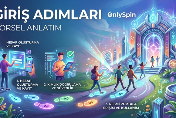 OnlySpin giriş adımları görsel anlatımı